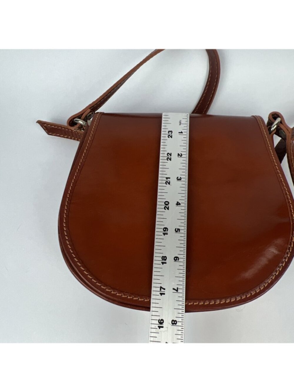 Del Borgo Brown Leather Handbag Snap Close - Picture 6 of 8